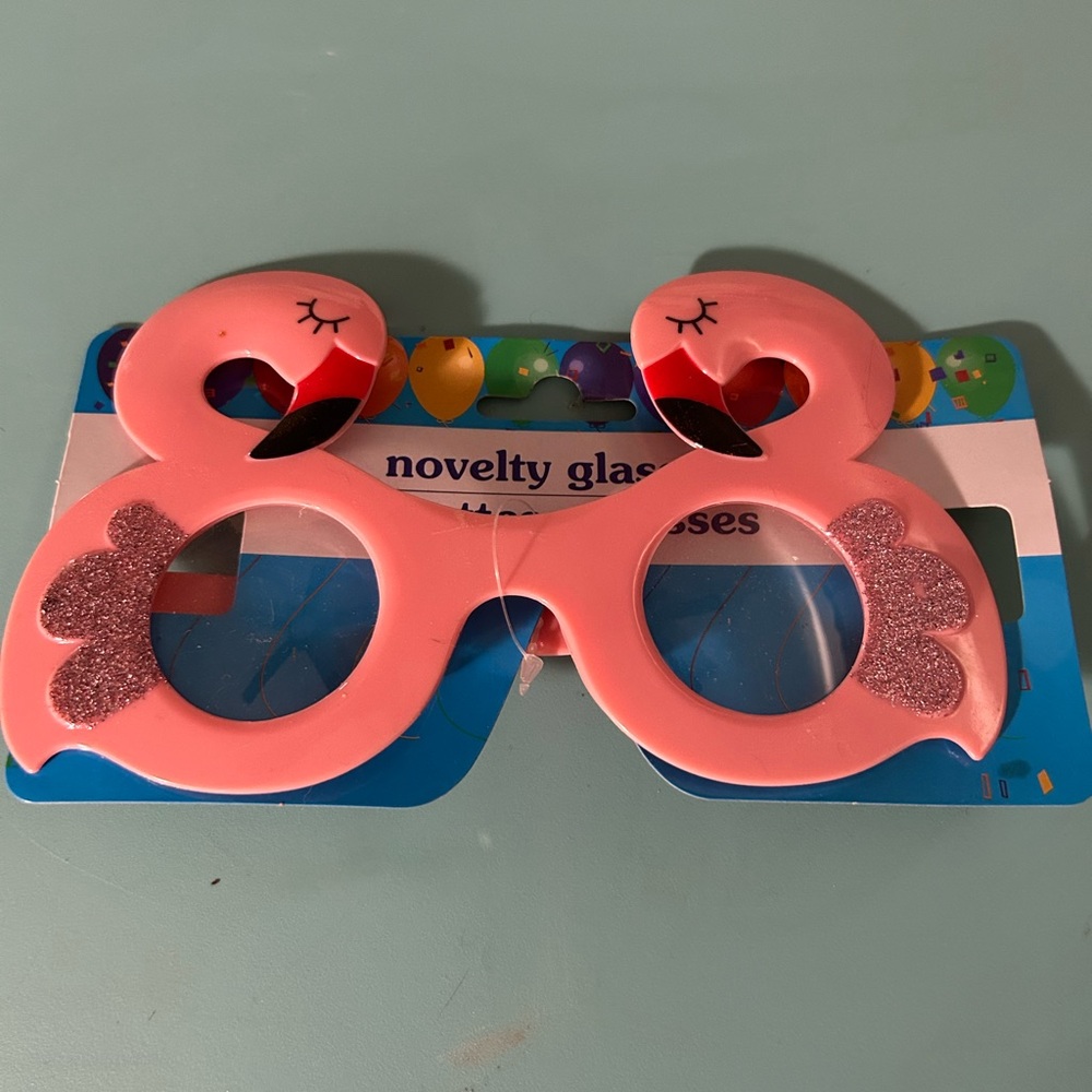 Pink Flamingo Novelty Glasses. New